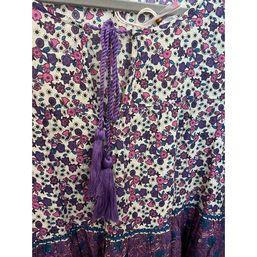 Natural Life Rebecca Maxi Dress M purple boho Ditsy floral print Cottage Prairie - Picture 9 of 10